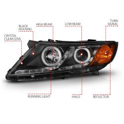 Anzo USA - Anzo USA 121460 Projector Headlight Set w/CCFL Halo Black for 11-15 Kia Optima - Image 4