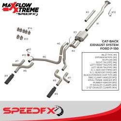 SpeedFx - SpeedFX 50301 MaxFlow Cat-Back Exhaust 3" In Dual Exit 4" Black Tips 15-20 F150 - Image 2