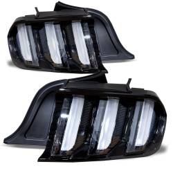 Winjet - Winjet CTRNG0636-GBC Gloss Black/Clear Taillights w/Sequential for Ford Mustang - Image 1