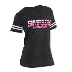 Simpson Safety - Simpson Safety 45010L Racing Stripes V-Neck T-Shirt Ladies Large Gray - Image 4