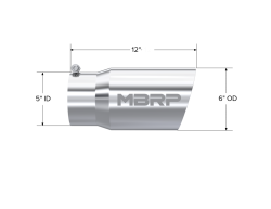 MBRP Exhaust - MBRP Exhaust T5074 Tip 6" OD Dual Wall Angled 5" Inlet 12" Length T304 - Image 2