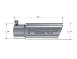 MBRP Exhaust - MBRP Exhaust T5115 Tip 3" OD Angled Rolled End 3" Inlet 10" Length T304 - Image 2