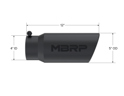 MBRP Exhaust - MBRP Exhaust T5051BLK Tip 5" OD Angled Rolled End 4" Inlet 12" Length Black - Image 2