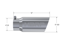 MBRP Exhaust - MBRP Exhaust T5052 Tip 5" OD Angled Single Walled 4" Inlet 12" Length T304 - Image 2
