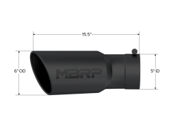MBRP Exhaust - MBRP Exhaust T5154BLK Tip 6" OD 5" Inlet 15.5" Length 30-DEG Bend Black - Image 2