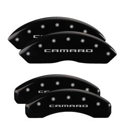 MGP Caliper Covers 14240SCA5BK Front/Rear 4pc Black Engraved 16-24 Camaro