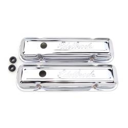 Edelbrock - Edelbrock 4456 Sig- Valve Covers Chrome Low Profile Pontiac 301-455 V8 '62-'79 - Image 1
