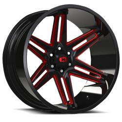 Vision Wheel - Vision Wheels 363 Razor 20x10 8x180 -25mm Black Gloss & Red 363-20087GBMR-25 - Image 1