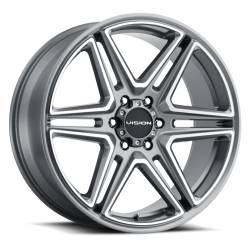 Vision Wheels 476 Wedge 22x9.5 6x5.5 15mm Machined & Gray Matte 476-22984GMMF15