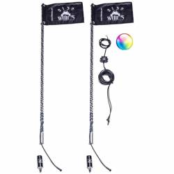 5150 Whips 24" 187 Bluetooth Control LED Safety Whip w/Magnet Mount & Flag-Pair