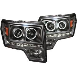 Anzo USA - Anzo USA 111298 Black Projector Headlight Set w/CCFL Halo 09-14 Ford F150 - Image 1