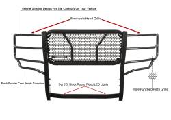 Black Horse Off Road - Black Horse RU-CHSI14-B-PLFB Rugged-HD Grille Guard w/5.3"LED for Silverado 1500 - Image 2