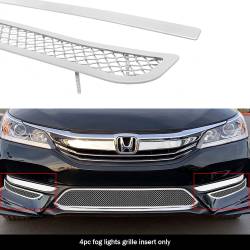 APS - APS Wire Mesh Fog Light Grilles-Polish 16-17 Honda Accord Sedan GR08GFC52T - Image 1