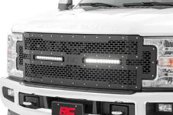 Rough Country Suspension Systems - Rough Country Front Mesh Grille Insert w/LED Black 17-19 Super Duty 70216 - Image 3