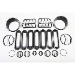 Rugged Ridge 12496.05 Black 19Pc Euro Guard Light Kit 07-18 Jeep Wrangler JK
