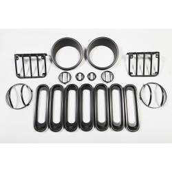 Rugged Ridge 12496.06 Black 17Pc Euro Guard Light Kit 07-18 Jeep Wrangler JK
