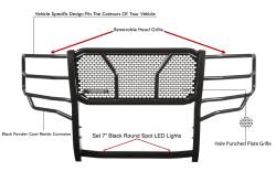 Black Horse Off Road - Black Horse RU-CHSI14-B-PLB Rugged Grille Guard 7.0" Blk LED for Silverado 1500 - Image 2