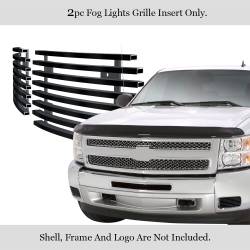 APS - APS Stainless Billet Fog Light Grilles Black Silverado 1500/HD GR03FFJ24J - Image 1