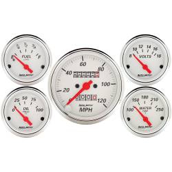 AutoMeter - AutoMeter 1300 Arctic White 5 Gauge Kit Speedo/Oil/Water/Volt/Fuel - Image 1