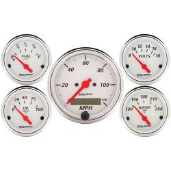 AutoMeter - AutoMeter 1302 Arctic White 5 Gauge Kit Speedo/Oil/Water/Volt/Fuel - Image 1