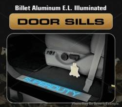 Recon - Recon 264121FD Ford Superduty Billet Aluminum Door Sill In Brushed Finish Blue - Image 1