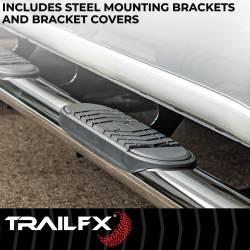 TrailFX - TrailFX A7064S 5" Oval Bent Side Bars Polished Steel Rocker Panel Mount - Image 2