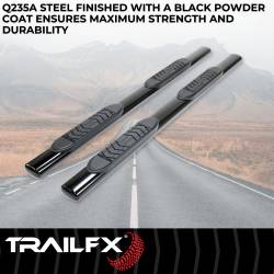 TrailFX - TrailFX A7082B 5" Oval Straight Nerf Bars Black Steel w/Step Pads - Image 2