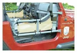 Steinjager - Steinjager Mesh Tube Door Covers Front-Gray Sand for Wrangler YJ J0043874 - Image 1