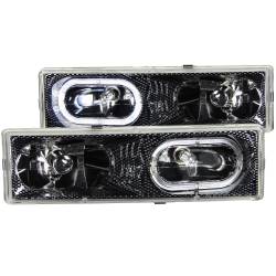 Anzo USA - Anzo USA 111005 Carbon Fiber Crystal Headlight Set w/LED Halo C/K Trucks/SUVs - Image 1