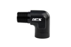 HPS Performance - HPS AN914-03 -3AN Male To 3/8" NPT Female Adapter Aluminum Black 90-DEGree - Image 1