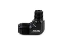 HPS Performance - HPS AN822-4 -4AN Flare To 1/8" NPT/Metric Adapter Aluminum Black 90-DEGree - Image 1