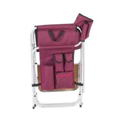 Faulkner - Faulkner 52283 Burgundy Director's Chair w/Pocket Pouch & Folding Tray - Image 2