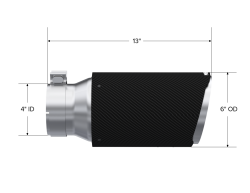 MBRP Exhaust - MBRP T5072CF Exhaust Tip 6" OD Angle Cut End 4" In 12" Long T304 Carbon Fiber - Image 2
