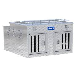 UWS - Bright Aluminum 48" x 48" Double-Door Dog Box w/Full Enclosure & Storage - Image 1