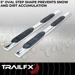 TrailFX - TrailFX A7055S 5" Oval Straight Side Bars Polished Steel Rocker Panel Mount - Image 2
