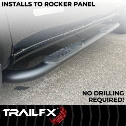 TrailFX - TrailFX A1005B Nerf Bar 4" Oval Side Steps Black Steel Rocker Mount - Image 2
