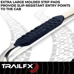 TrailFX - TrailFX A1008S Nerf Bar 4" Oval Side Steps Polished SS Rocker Mount - Image 2