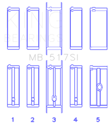 King Engine Bearings - King Bearings MB 517SI SI-Series Main Bearing Set 1/2 Groove for Chrysler 5pc - Image 2