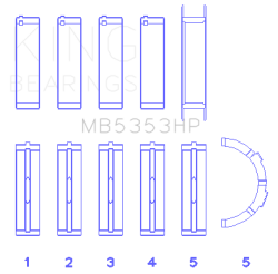 King Engine Bearings - King Bearings MB5353HP MAIN Bearing SET for FORD 281 4.6L SOHC 16V - Image 2