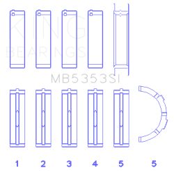 King Engine Bearings - King Bearings MB5353SI Main Bearing Set for Ford 281 4.6L SOHC 16V - Image 2