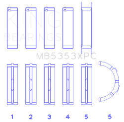 King Engine Bearings - King Bearings MB5353XPC MAIN Bearing SET for FORD 281 4.6L SOHC 16V - Image 2