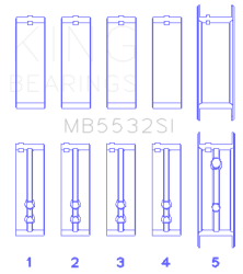 King Engine Bearings - King Bearings MB5532SI 010 SI-Series Main Bearings .010 Bi-Metal for Chevy - Image 2