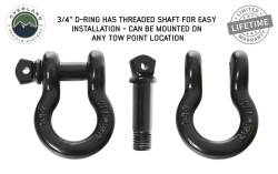 Overland Vehicle Systems - Overland Vehicle Systems 19019901 Recovery Shackle 3/4 4.75 Ton Black - Image 2