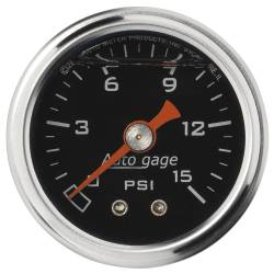 AutoMeter - AutoMeter 2172 Autogage Fuel Pressure Gauge Liquid Filled Black 0-15PSI 1-1/2" - Image 1