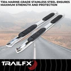 TrailFX - TrailFX A7085S 5" Oval Bent Nerf Bars SS w/Step Pads - Image 2