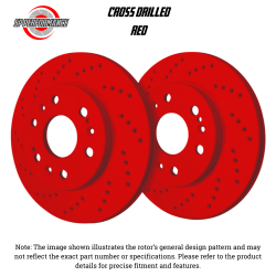 SP Performance - SP Performance C01-2654-R Cross Drilled Red Zinc Rear Brake Rotors 96-01 Audi A4 - Image 1