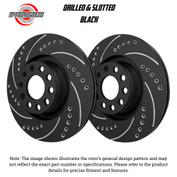 SP Performance - SP Performance F19-374-B Drilled & Slotted BLK Zinc Front Rotors 04-08 Acura TL - Image 1