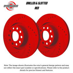 SP Performance - SP Performance F26-090-R Drilled & Slotted Red Zinc Rear Rotors 89-91 Mazda RX-7 - Image 1