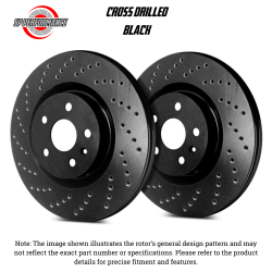 SP Performance - SP Performance C58-3224-B Drilled Black Zinc Front Rotors 99-05 Volkswagen Jetta - Image 1