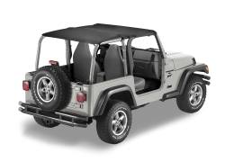 Bestop 52531-15 Header Safari Extended Bikini Black Denim for 97-02 Wrangler TJ